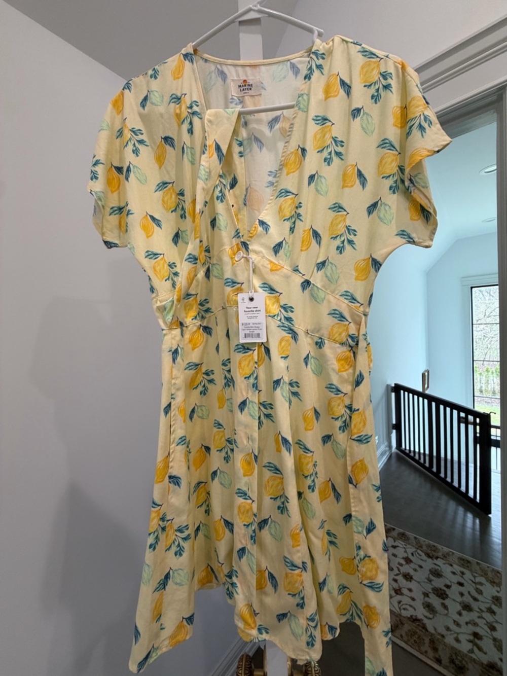 Marine Layer Yellow Lemon Print Mini Dress